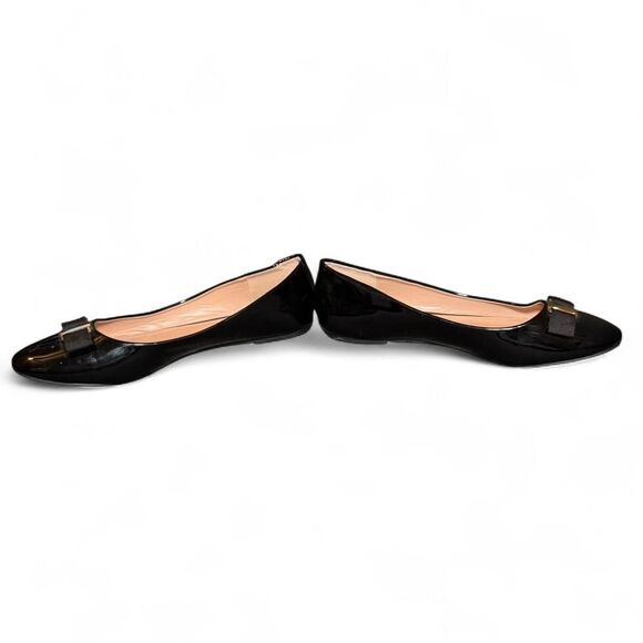 Black Faux Patent Ballet Flats Bow Round Toe Slip-On Women’s Size 11 - Picture 7 of 8